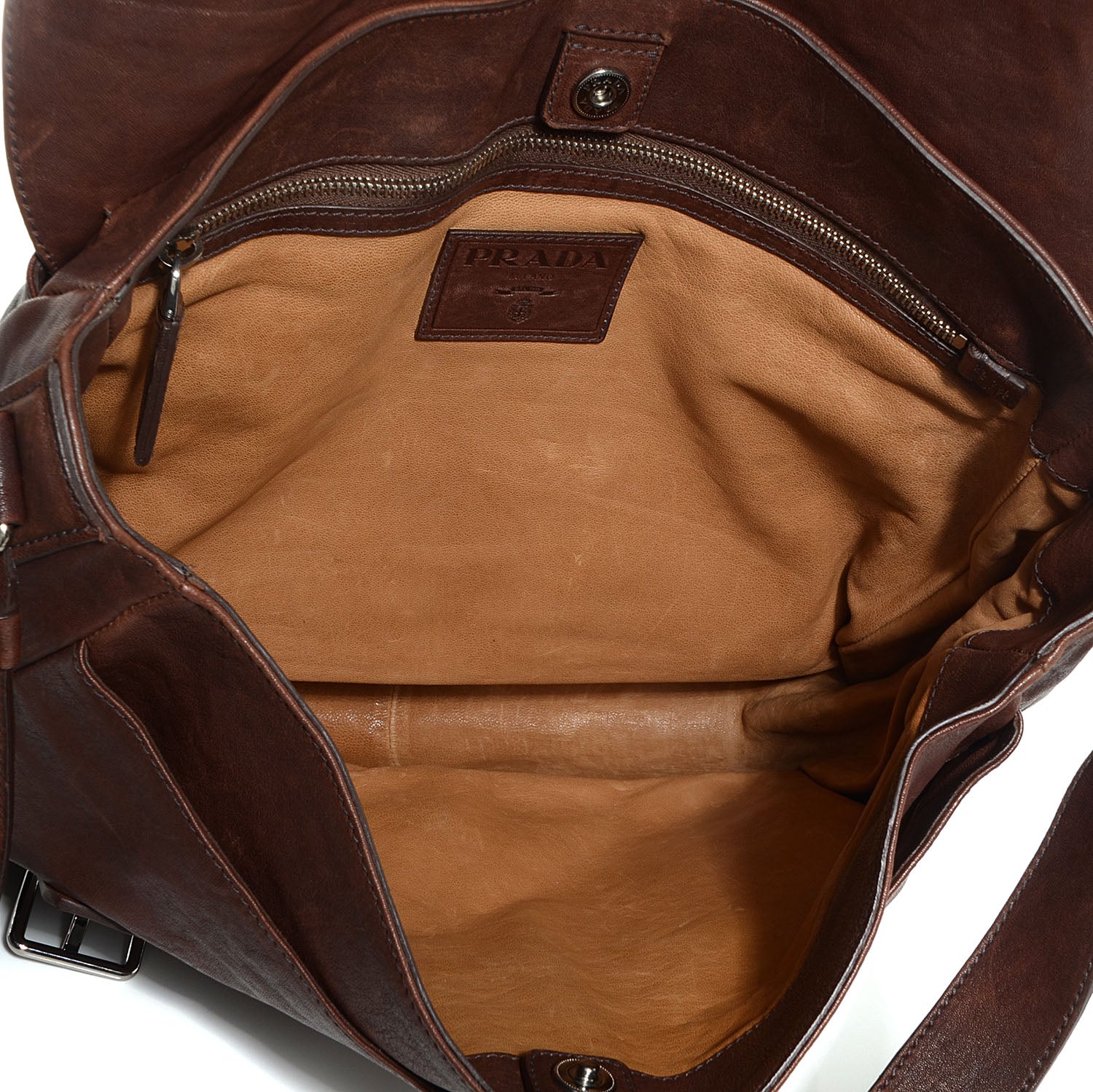 Prada Washed Buffalo Mens Messenger Bag Cocco 5 of 9