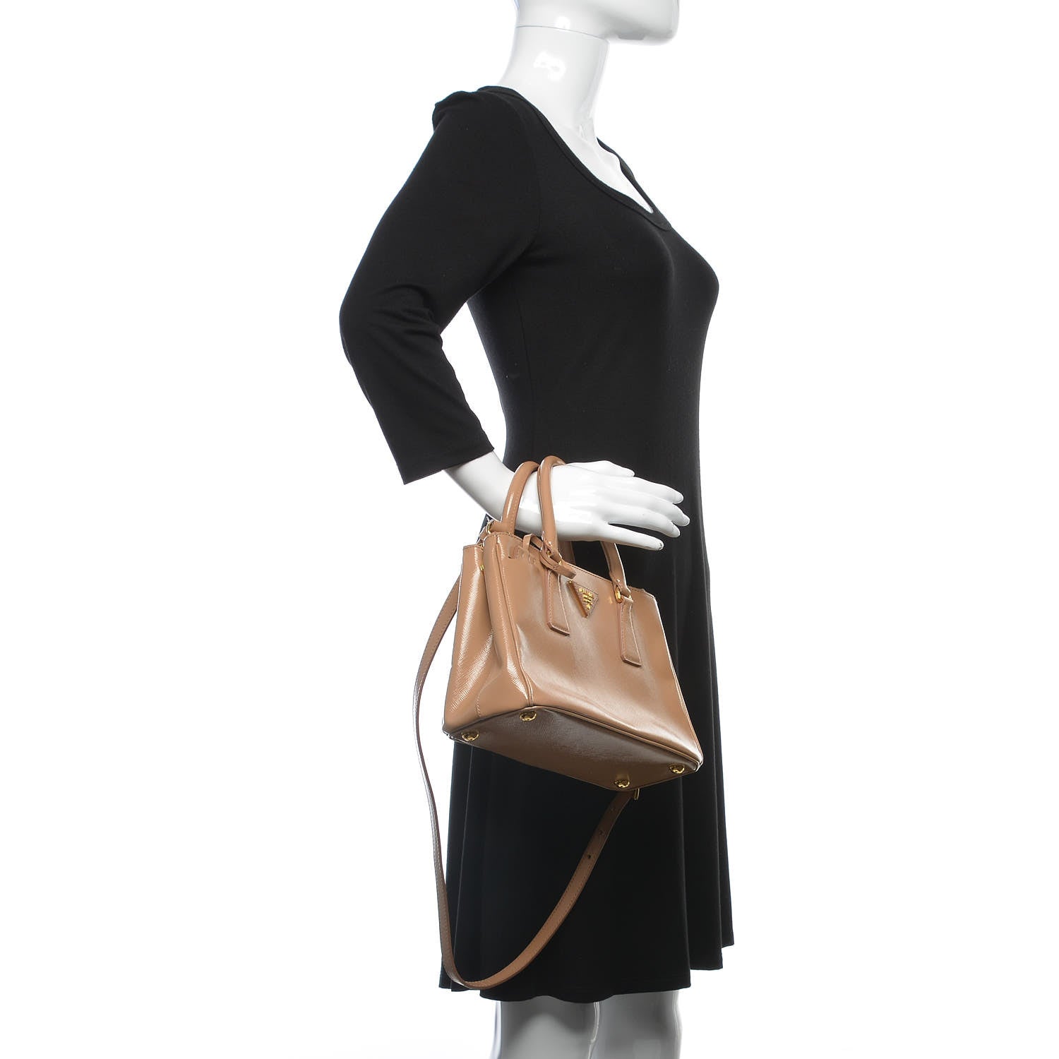 Prada Saffiano Vernice Mini Galleria Double Zip Tote Noisette 3 of 20