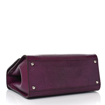 Dolce & Gabbana Lizard Calfskin Embossed Medium Monica Top Handle Bag Purple 3 of 7