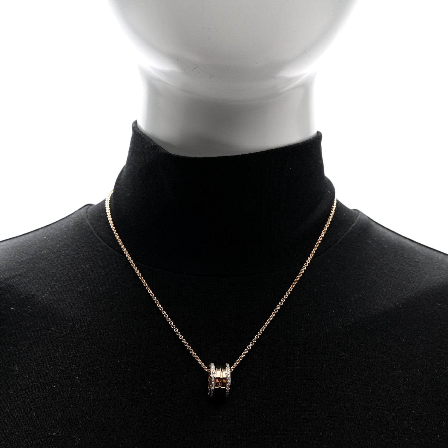 Bulgari 18K Rose Gold Diamond B.Zero1 Pendant Necklace 2 of 6