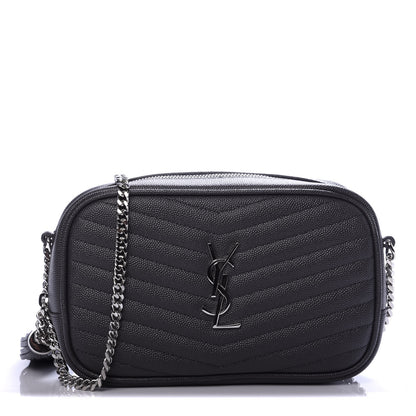 Saint Laurent Grain De Poudre Matelasse Monogram Mini Lou Camera Bag Dark Smog 1 of 9