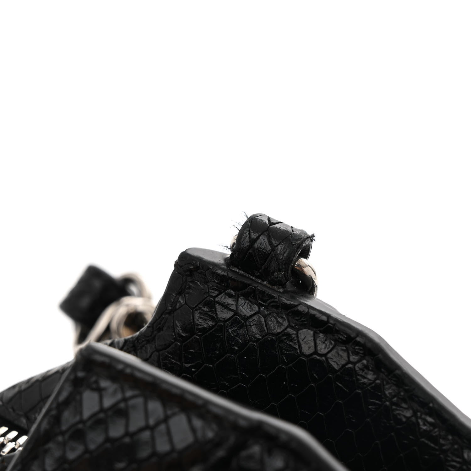 Balenciaga Grained Calfskin Snake Effect Silver Hardware Neo Classic Mini City Black 10 of 12