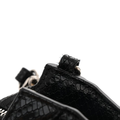 Balenciaga Grained Calfskin Snake Effect Silver Hardware Neo Classic Mini City Black 10 of 12