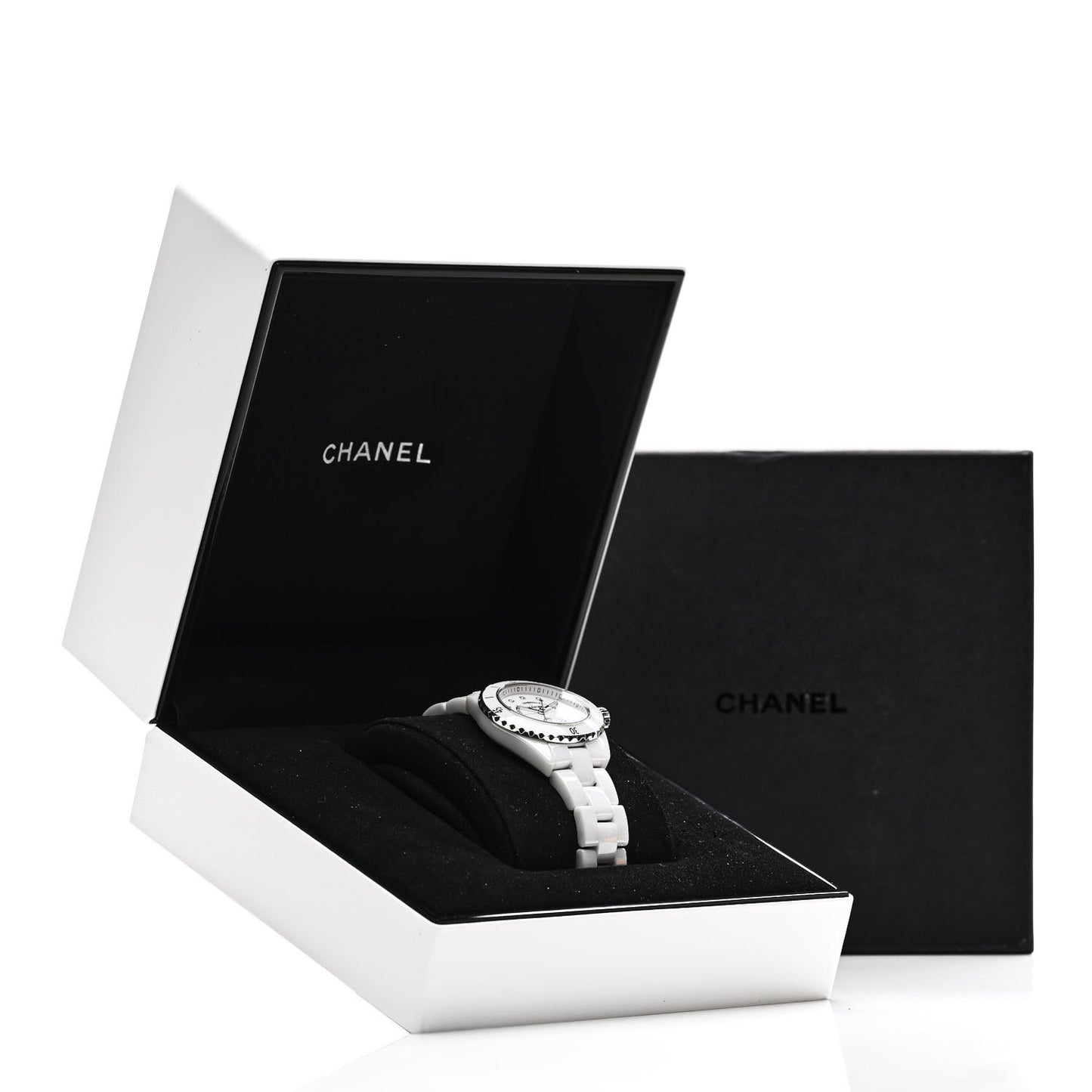 Stainless Steel Ceramic Diamond 33mm J12 Quartz Watch White