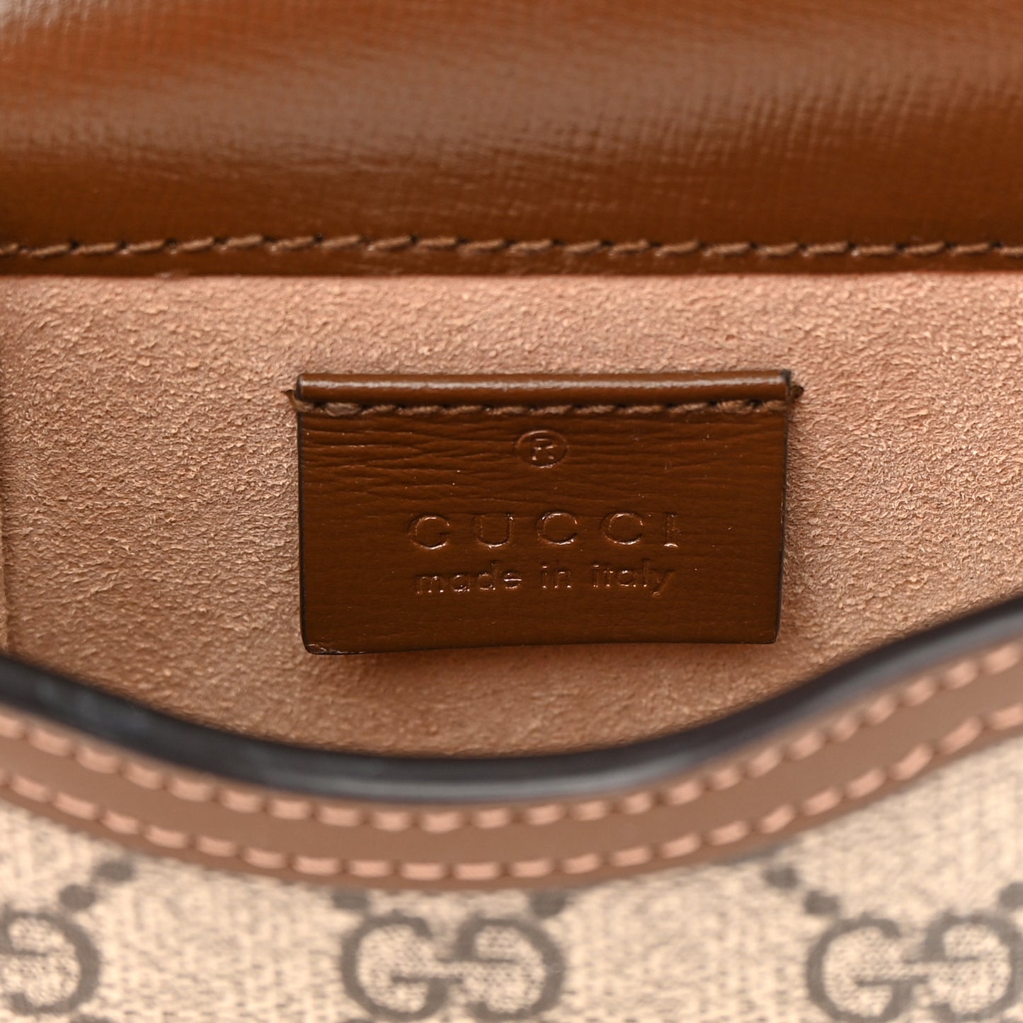 GG Supreme Monogram Mini Horsebit 1955 Crossbody Bag Beige Brown Sugar