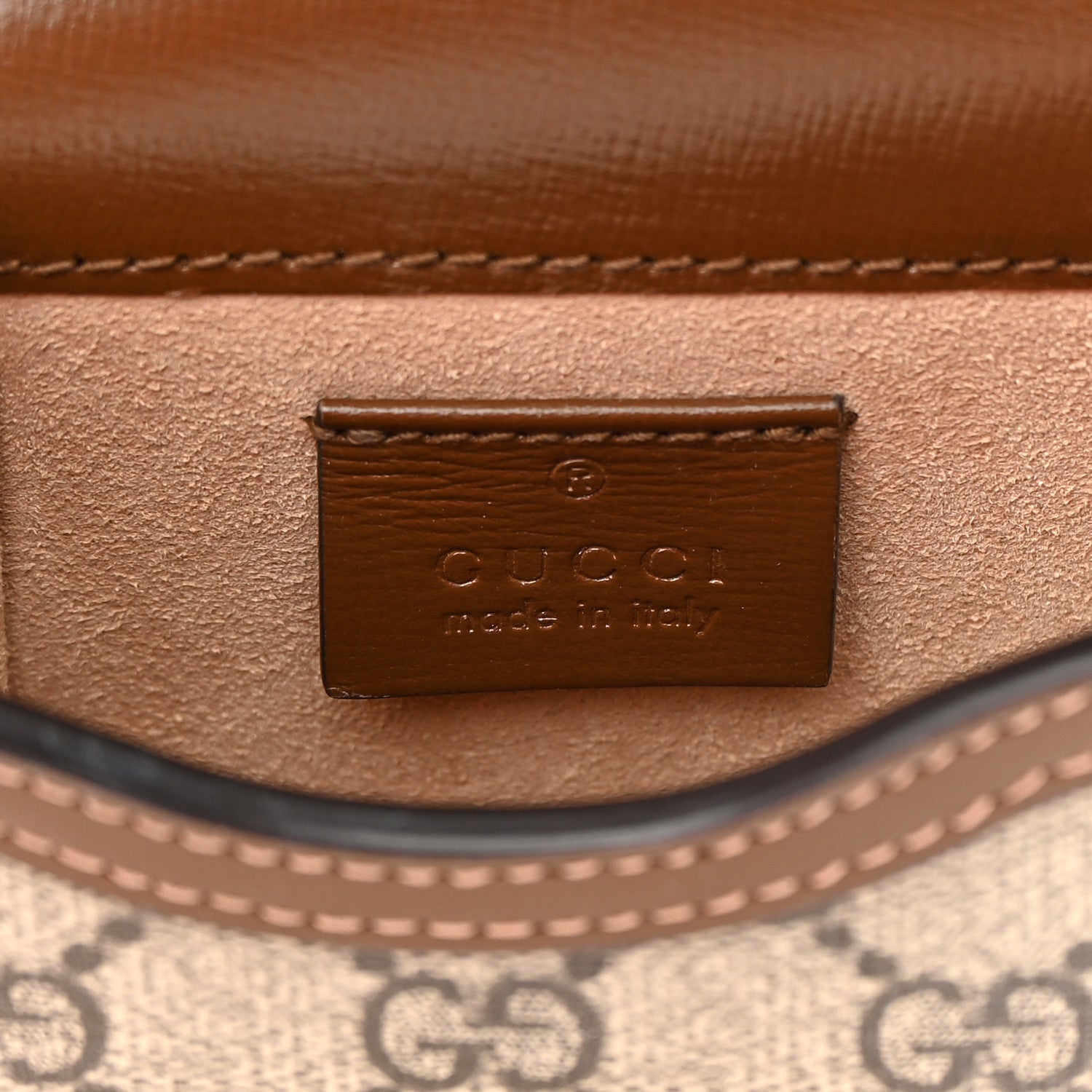 Gucci GG Supreme Monogram Mini Horsebit 1955 Crossbody Bag Beige Brown Sugar 6 of 16