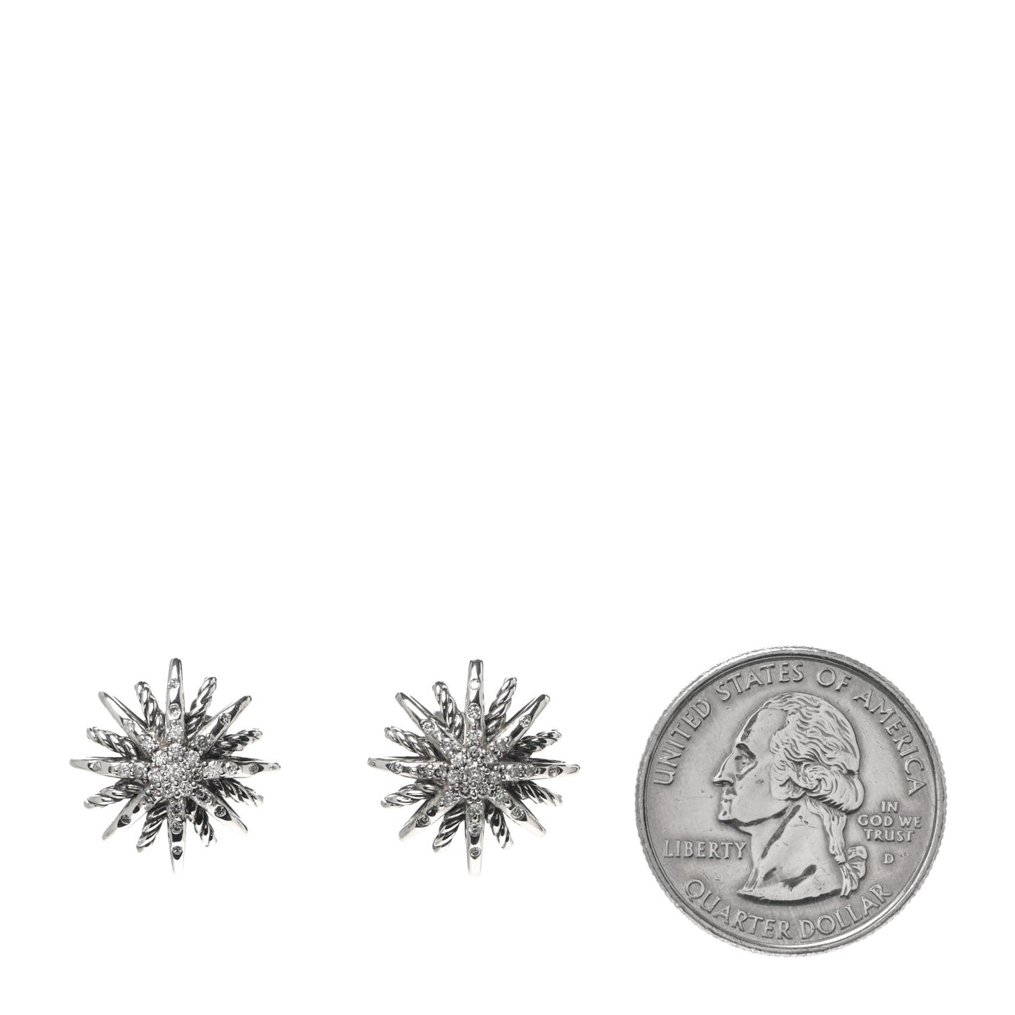 Sterling Silver Diamond 16mm Starburst Earrings