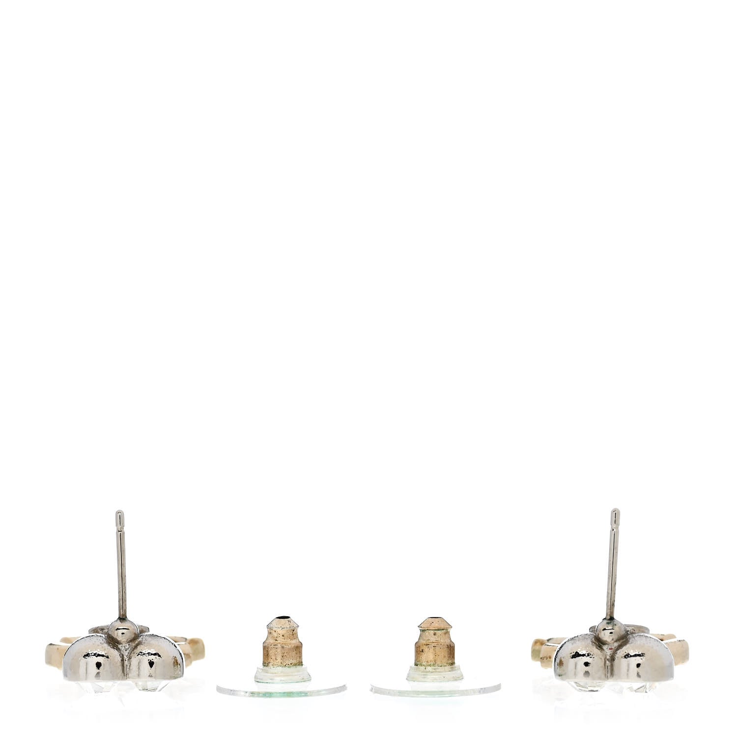 Chanel Crystal CC Heart Drop Earrings Gold Silver 3 of 4