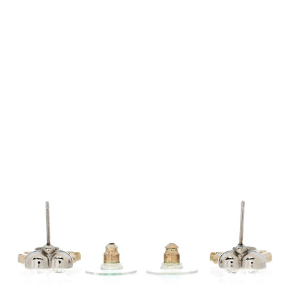 Chanel Crystal CC Heart Drop Earrings Gold Silver 3 of 4