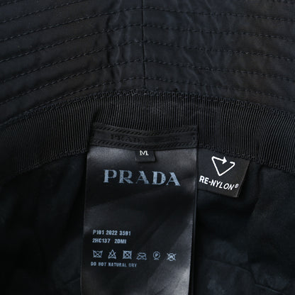 Prada Re-Nylon Metal Triangle Logo Womens Bucket Hat M Black 7 of 7