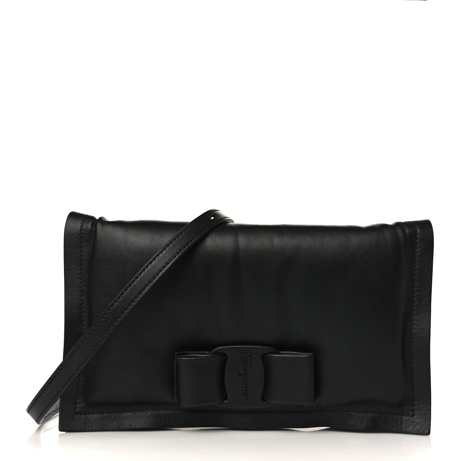 Salvatore Ferragamo Calfskin Mini Viva Bow Shoulder Bag Black 1 of 9