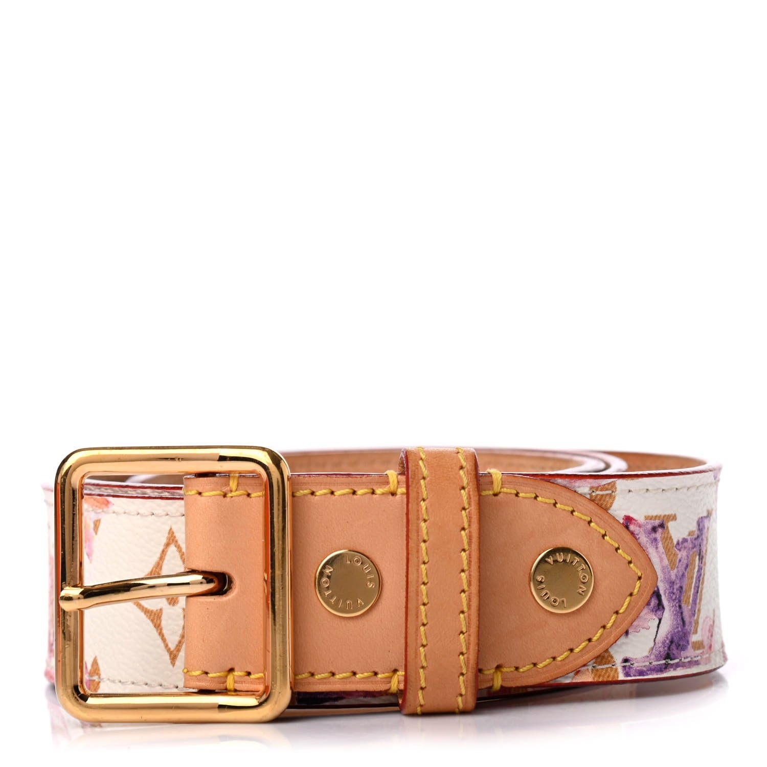 Louis Vuitton Monogram Watercolor Aquarelle Belt 85 34 White 1 of 4