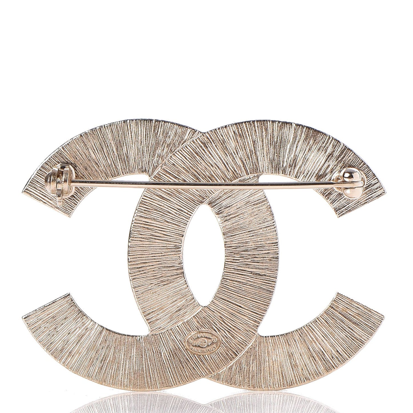 Metal Quilted CC Brooch Silver Gold