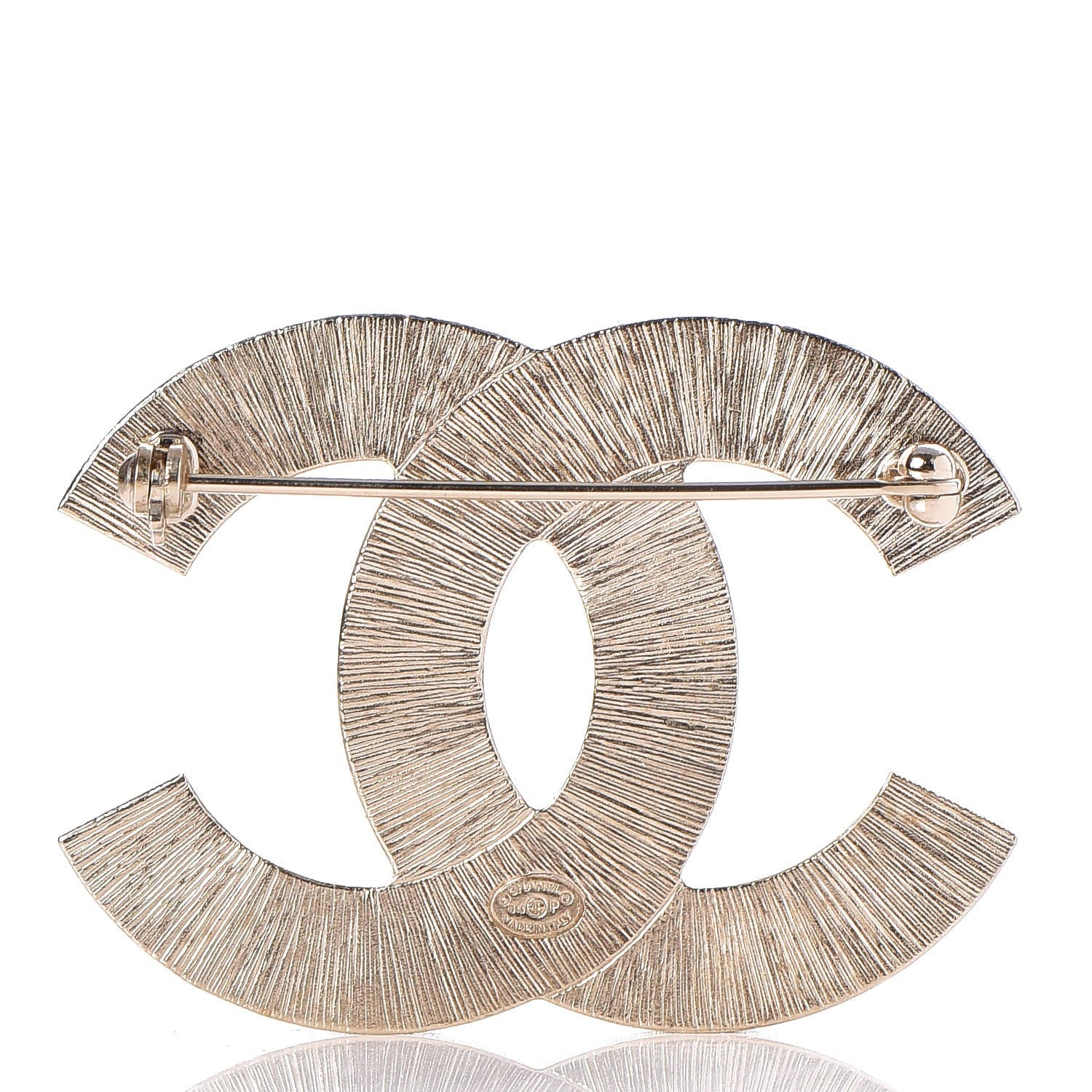 Chanel Metal Quilted CC Brooch Silver Gold 3 of 5