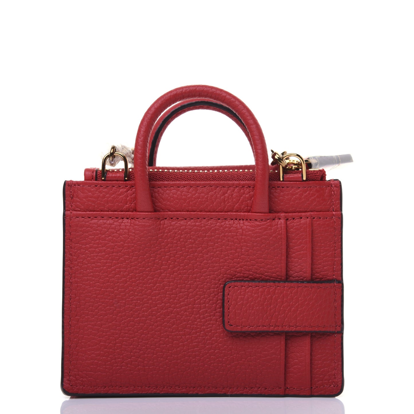 Grained Calfskin Mini Milla Handbag Card Case Ruby Red