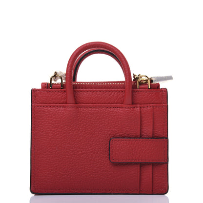 MCM Grained Calfskin Mini Milla Handbag Card Case Ruby Red 11 of 12