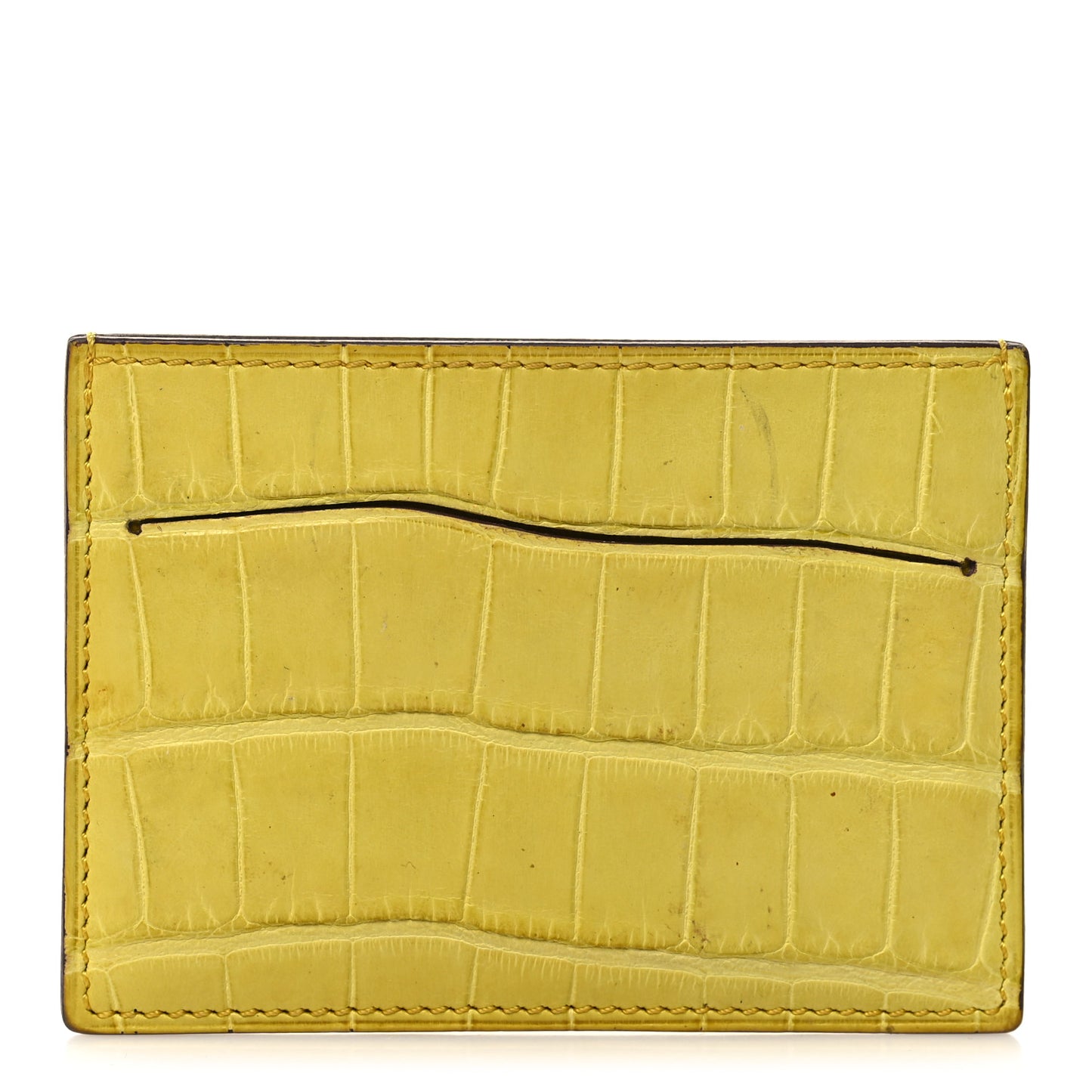 Matte Alligator Petit H Card Case Mimosa