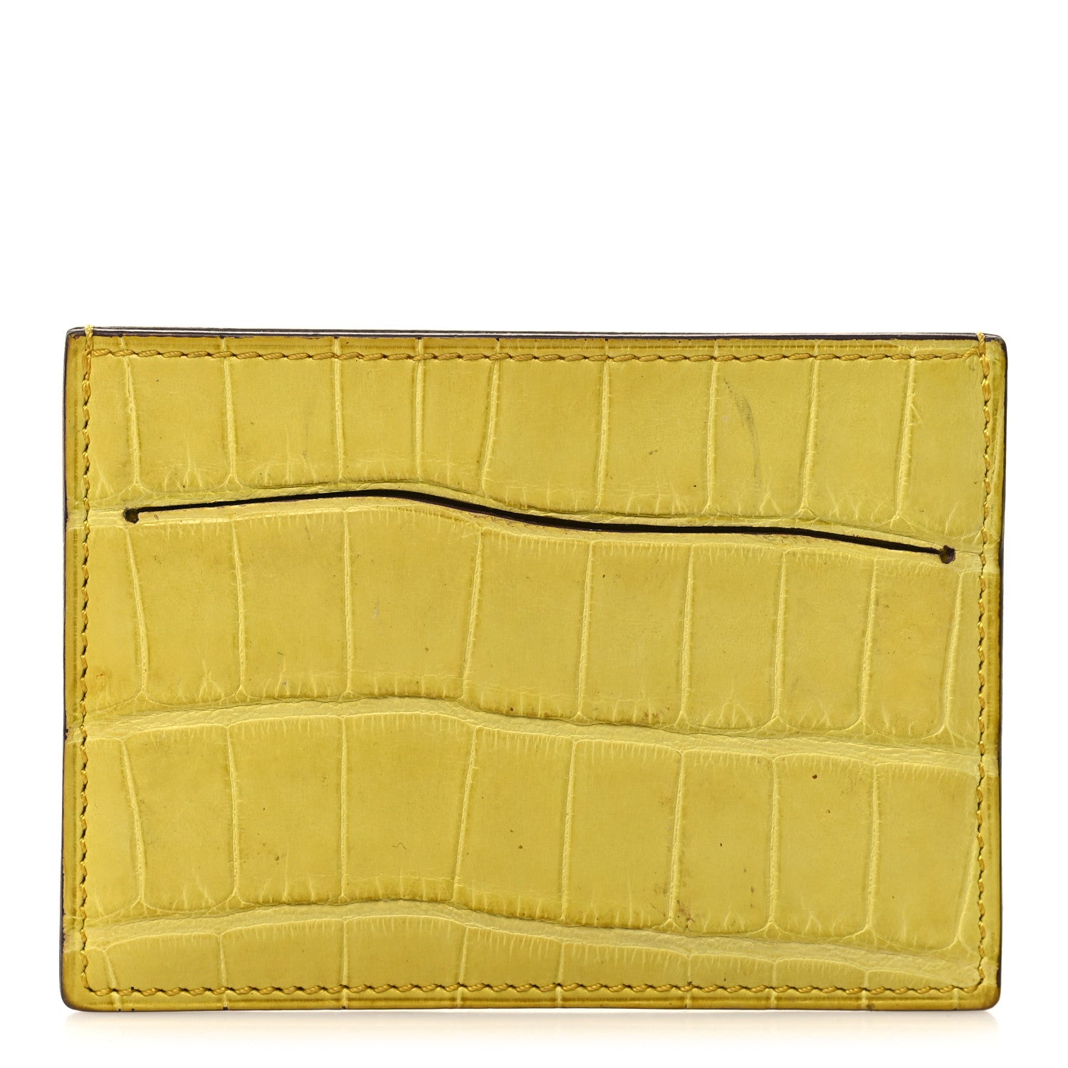 Hermes Matte Alligator Petit H Card Case Mimosa 1 of 8