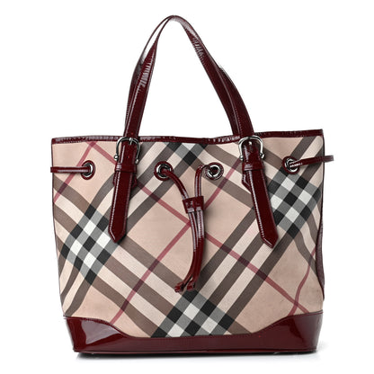 Burberry Supernova Check Drawstring Tote Berry Red 1 of 6