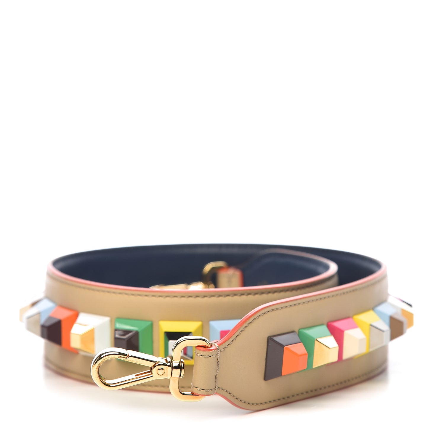 Vitello Century Plexiglass Bi-Color Studded Strap You Amido Blu Scuro