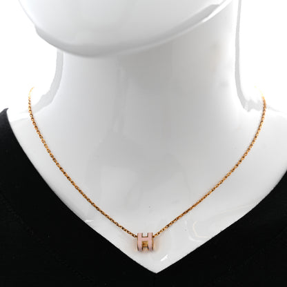 Hermes Lacquered Gold Mini Pop H Pendant Necklace Rose Dragee 2 of 9
