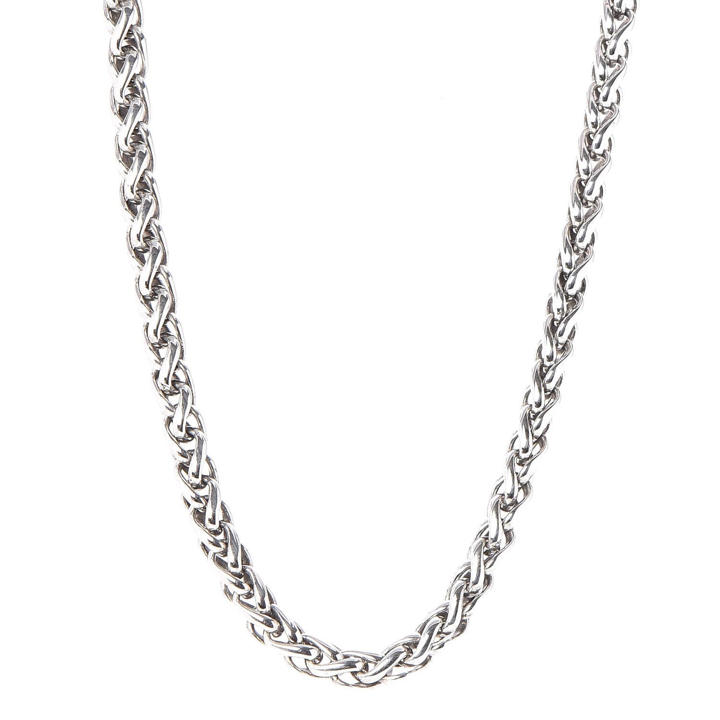 Sterling Silver 14K Yellow Gold 8mm Wheat Chain Necklace