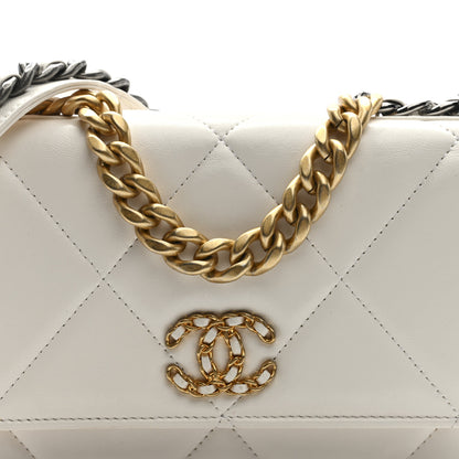 Chanel Goatskin Quilted Chanel 19 Wallet On Chain WOC White 8 of 10