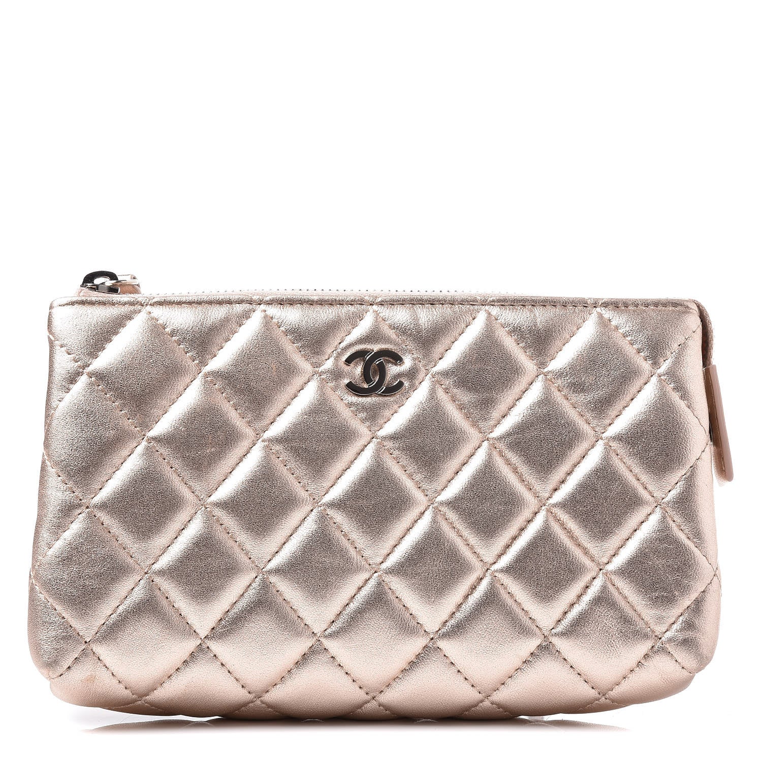 Chanel Metallic Lambskin Quilted Cosmetic Pouch Light Gold 1 of 12