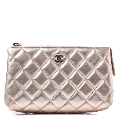 Chanel Metallic Lambskin Quilted Cosmetic Pouch Light Gold 1 of 12
