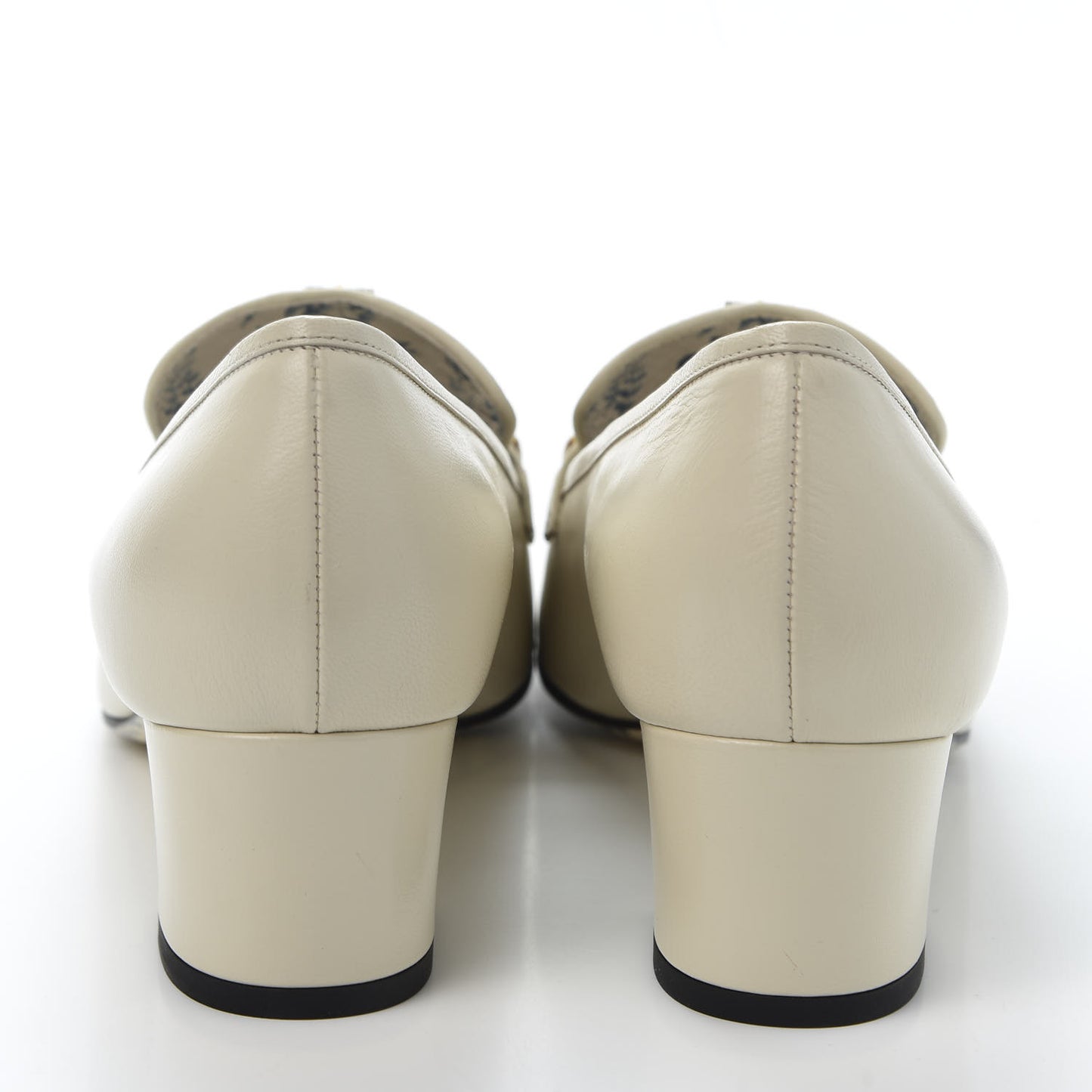 Goatskin Crystal Mid-Heel Loafer Pumps 41 Ivory