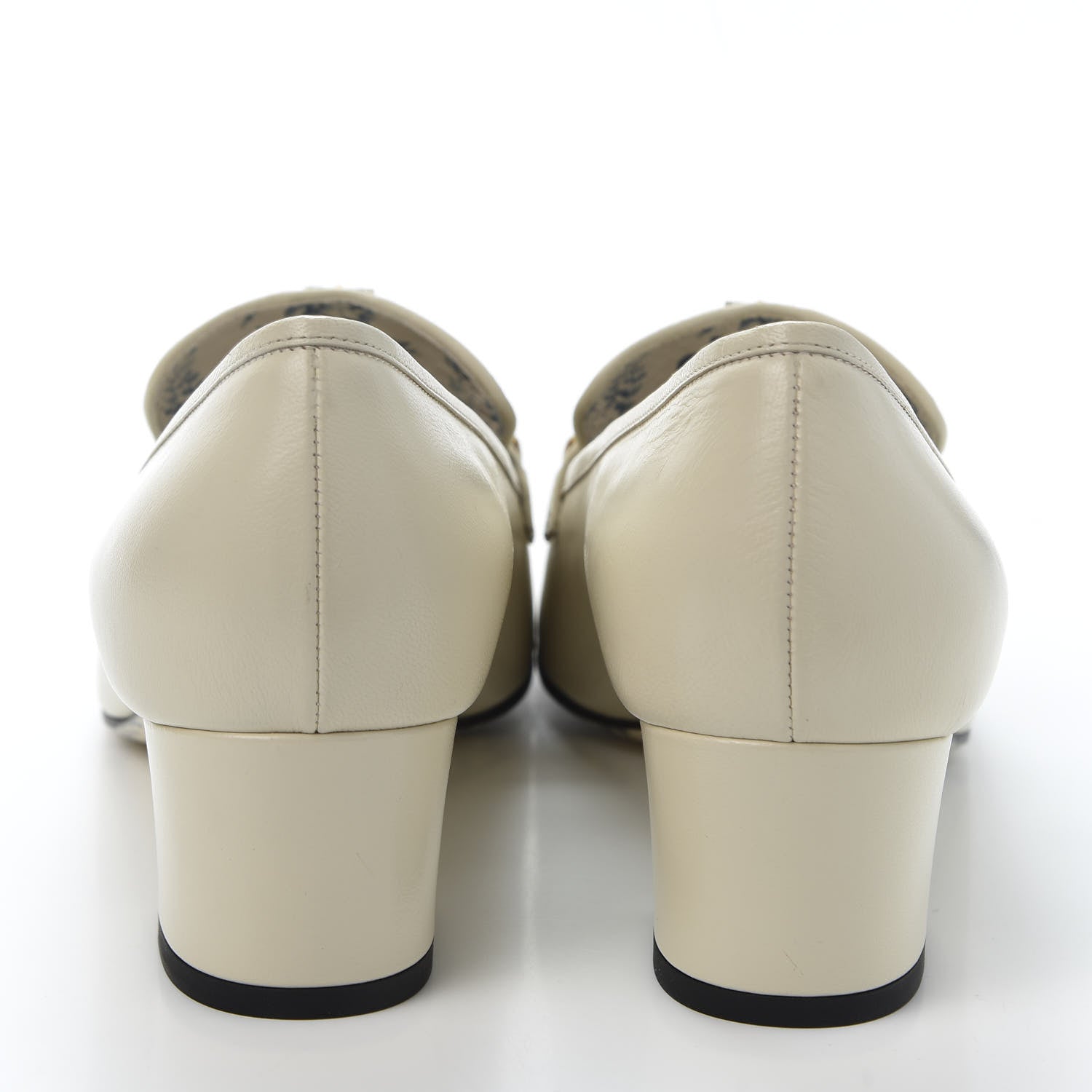 Gucci Goatskin Crystal Mid-Heel Loafer Pumps 41 Ivory 5 of 10