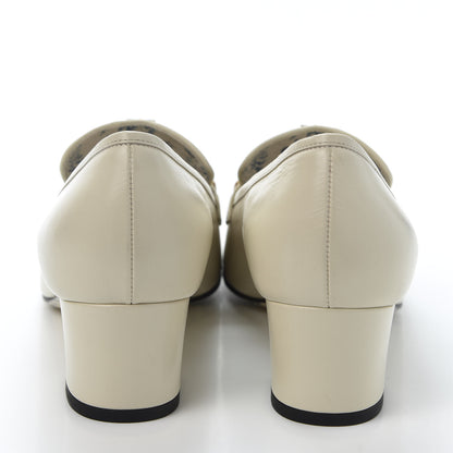 Gucci Goatskin Crystal Mid-Heel Loafer Pumps 41 Ivory 5 of 10