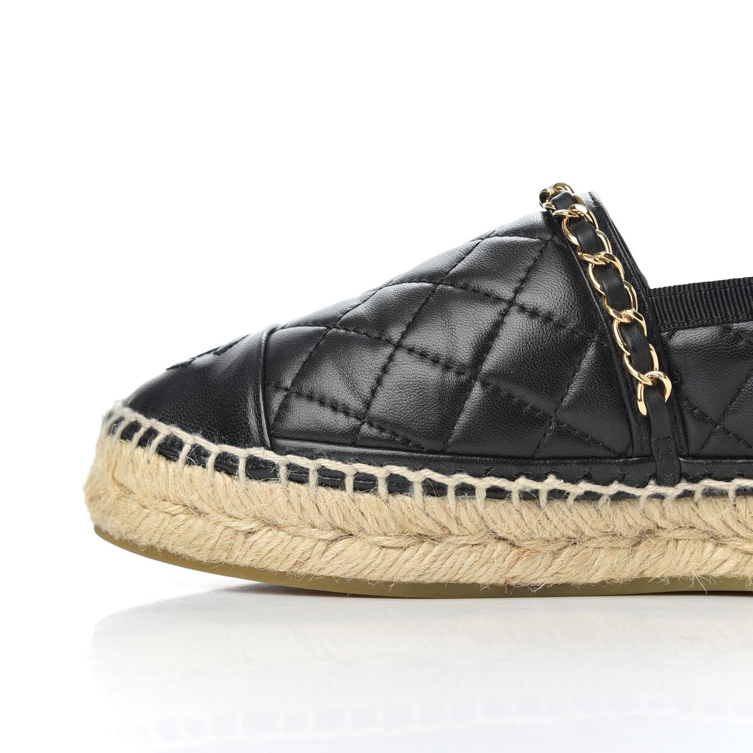 Chanel Lambskin Quilted CC Chain Espadrilles 36 Black 13 of 25