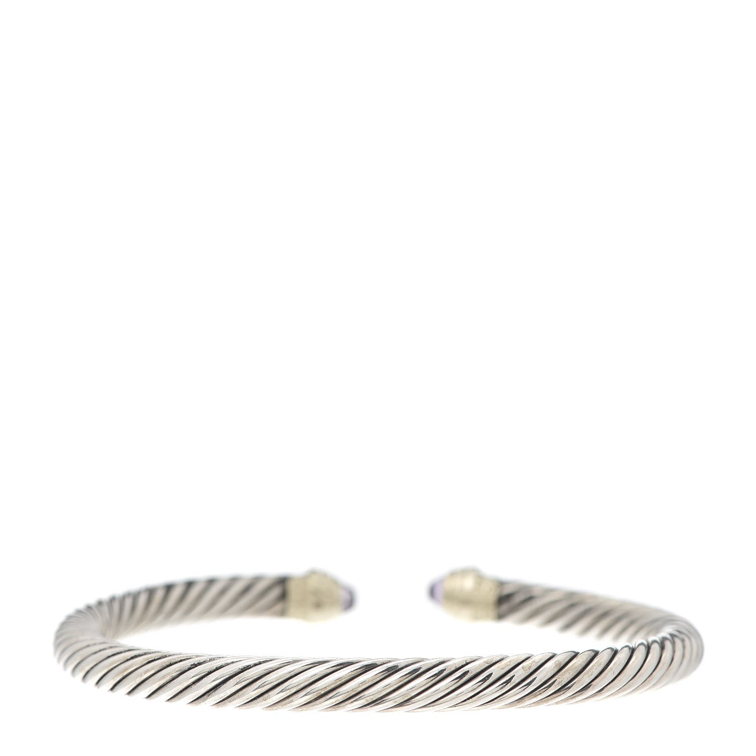 David Yurman Sterling Silver 14K Yellow Gold Amethyst 5mm Cable Classics Petite Color Bracelet 3 of 5