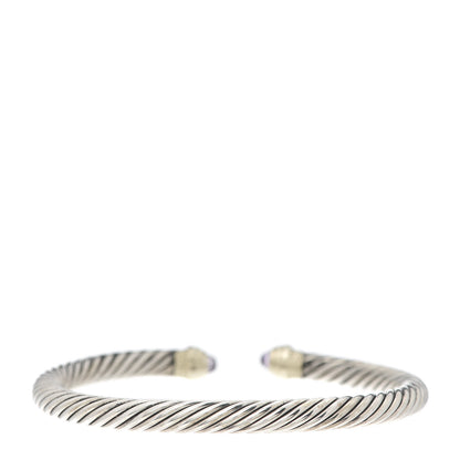 David Yurman Sterling Silver 14K Yellow Gold Amethyst 5mm Cable Classics Petite Color Bracelet 3 of 5