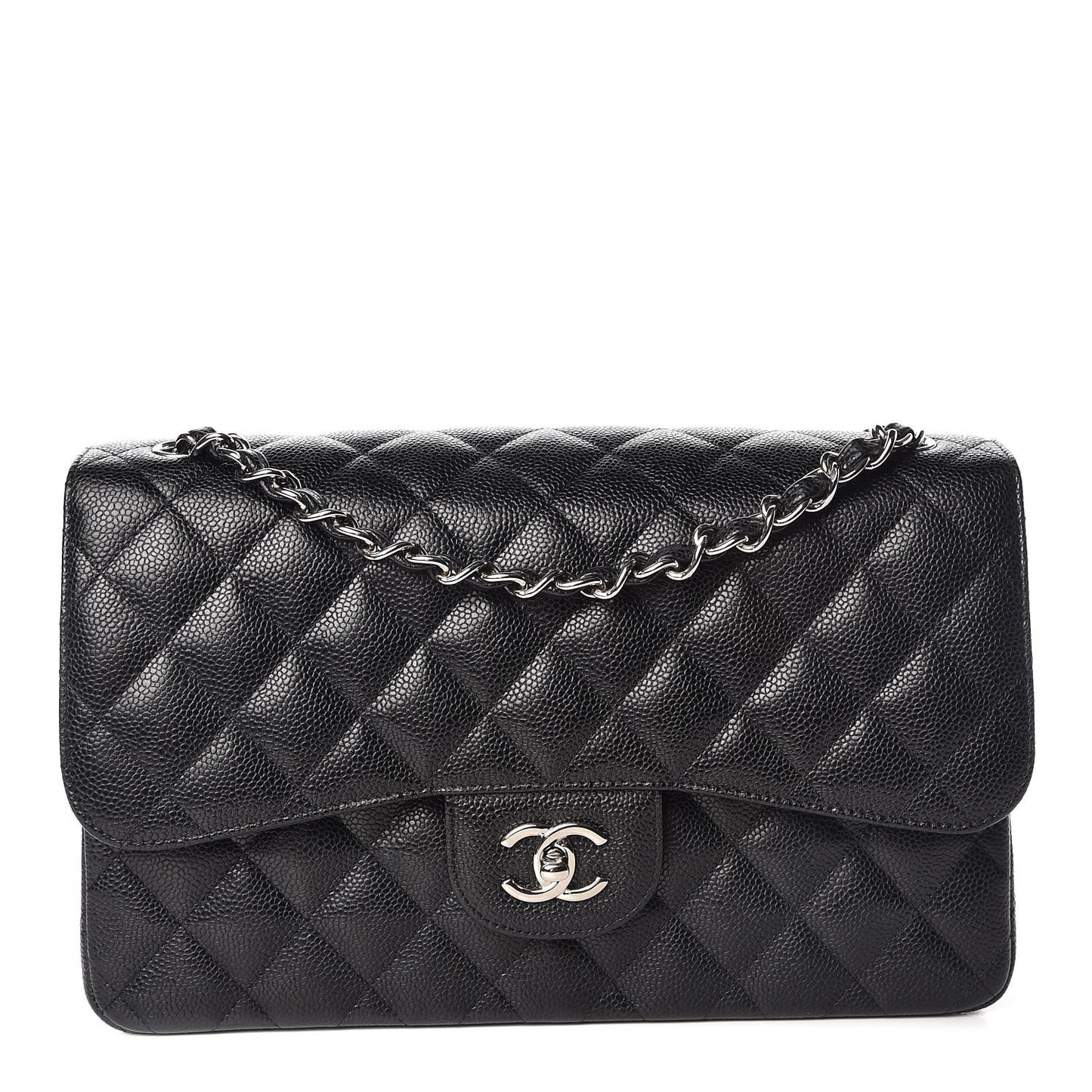 Caviar Quilted Jumbo Double Flap Black
