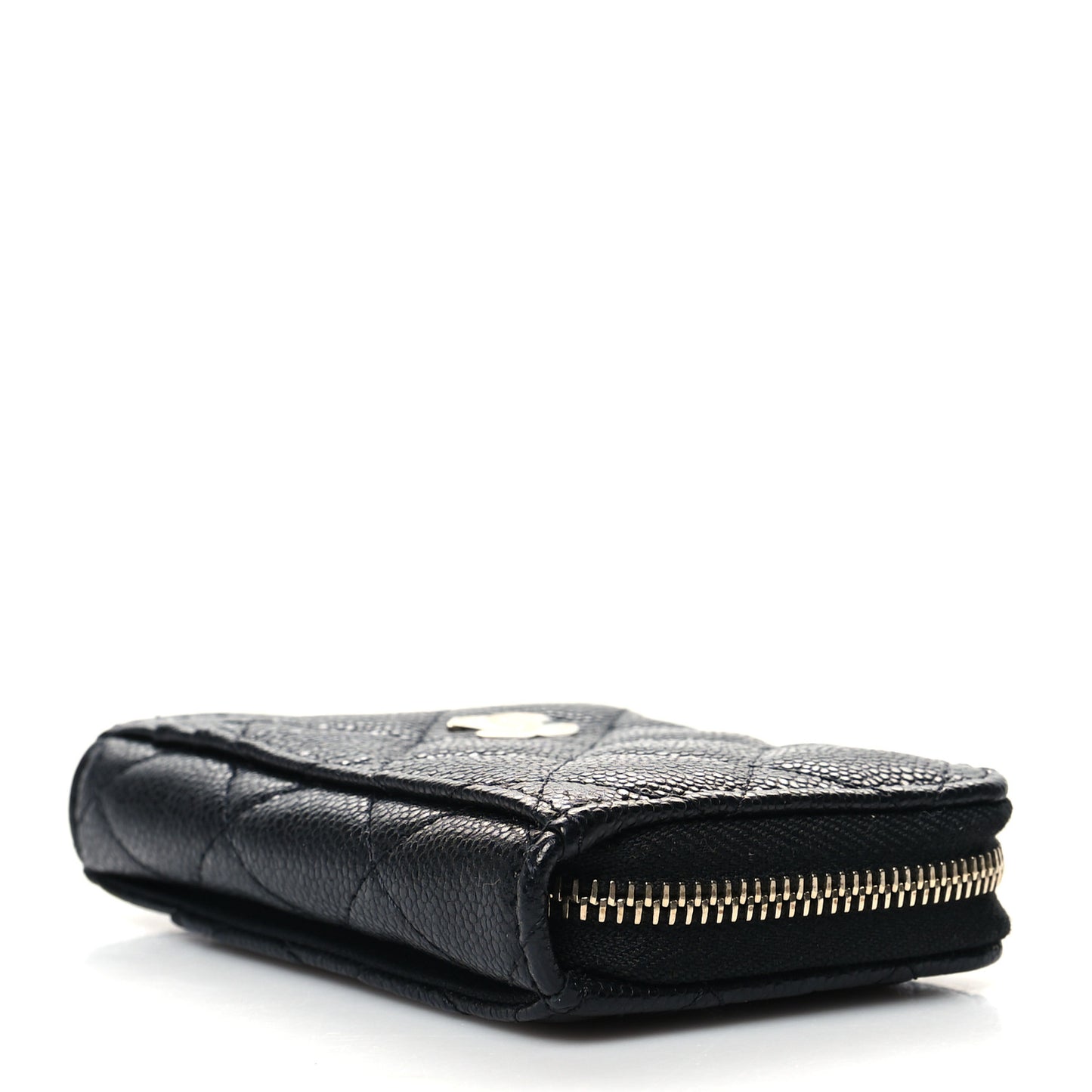 Caviar Quilted Zip Card Holder Black