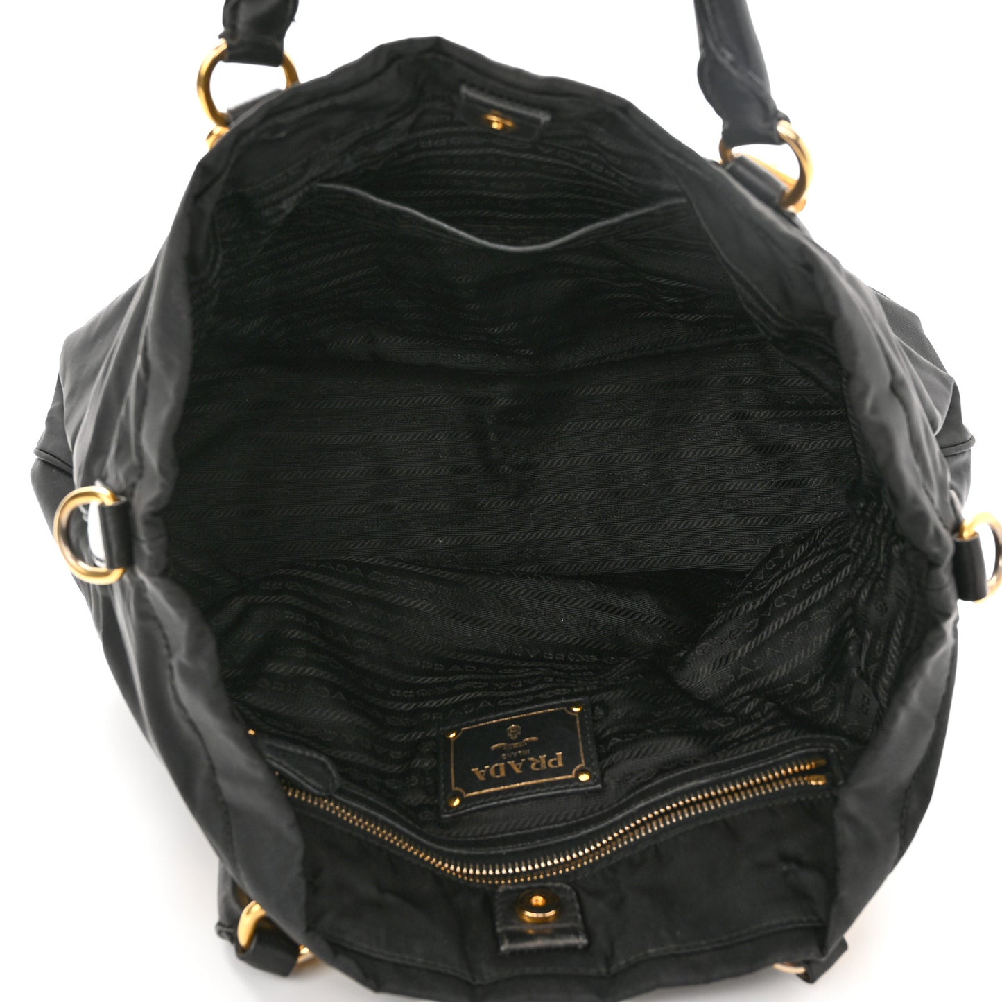 Tessuto Nylon Soft Calfskin Shopping Satchel Black