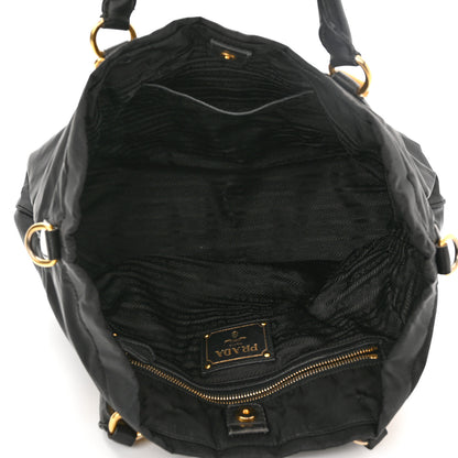 Prada Tessuto Nylon Soft Calfskin Shopping Satchel Black 4 of 14