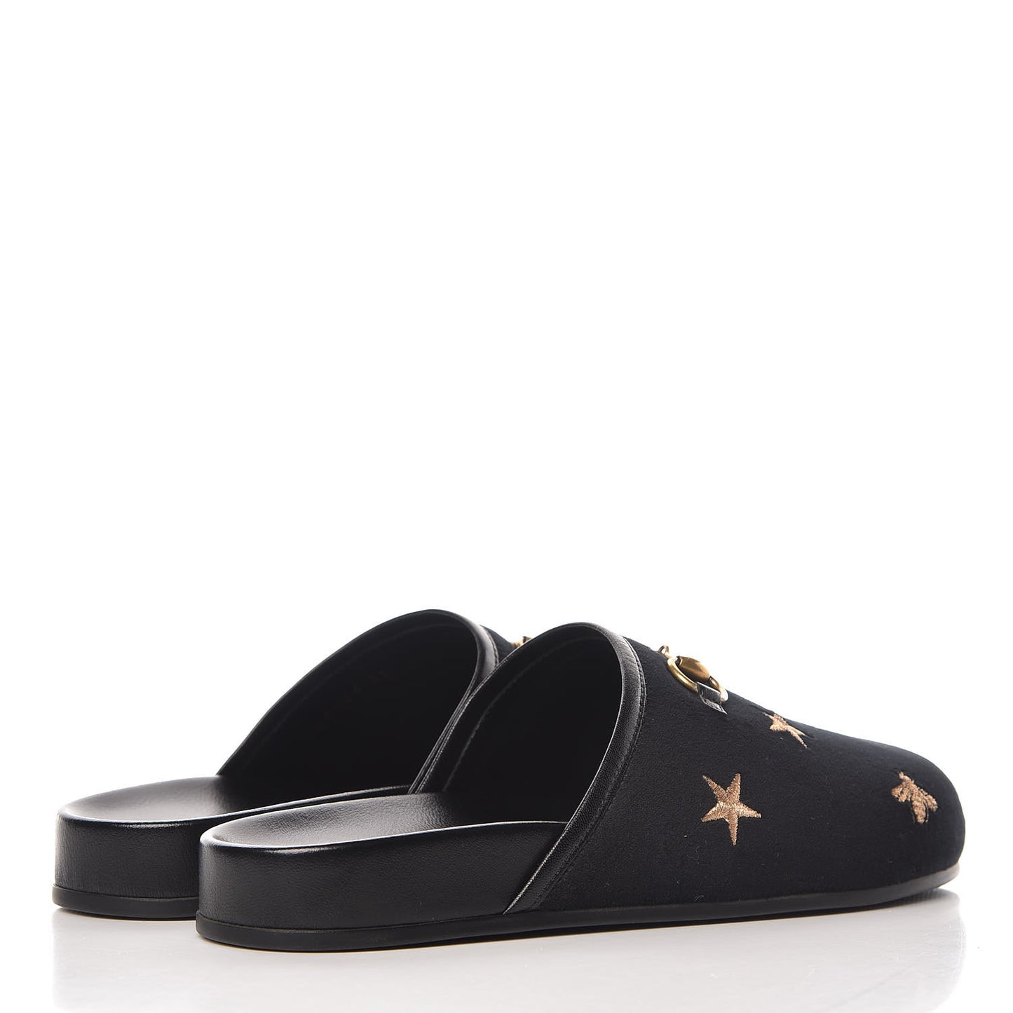 Softy Velvet Malaga Kid Bee Star Embroidered Womens Horsebit River Slippers 37 Black