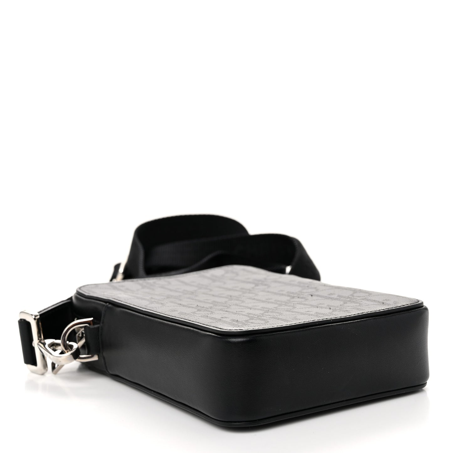 Calfskin Oblique Galaxy Perforated World Tour Messenger Pouch Black