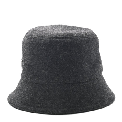 Prada Authentic Loden Wool Metal Triangle Logo Bucket Hat L Anthracite 4 of 8