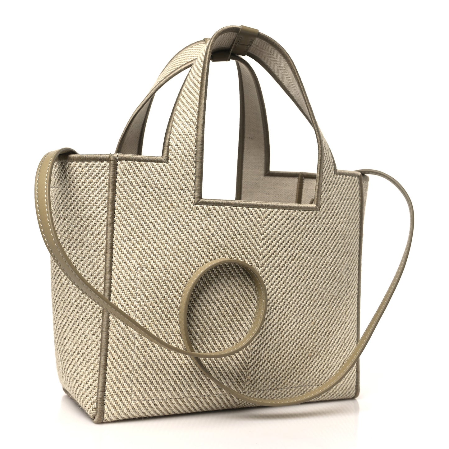 Jacquard Canvas Small Font Tote Ecru