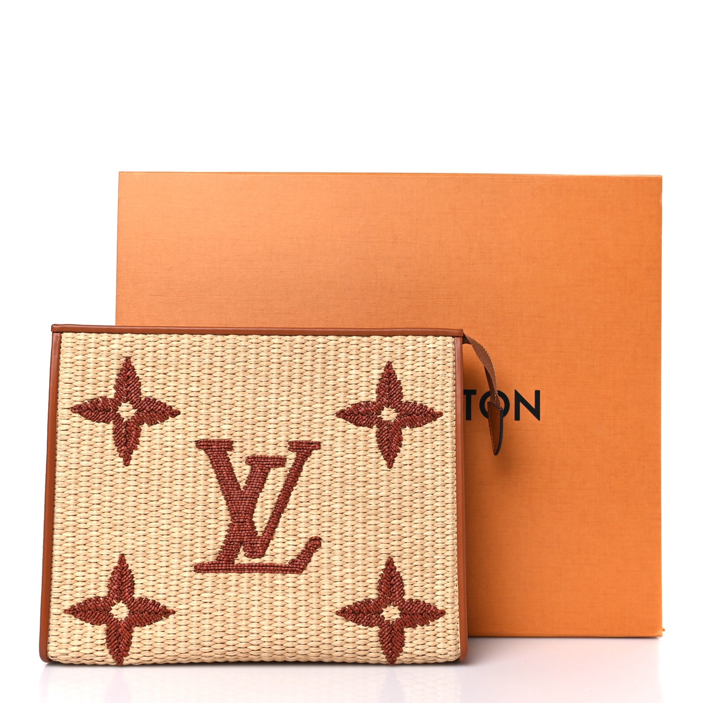 Raffia Monogram Giant Toiletry Pouch 26 Tan