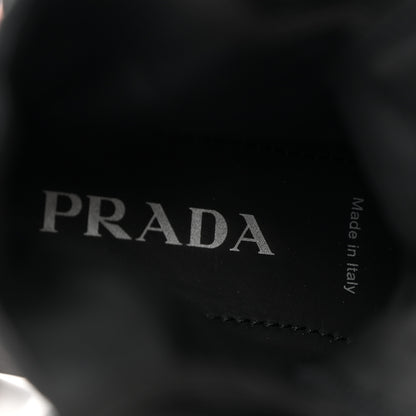 Prada Spazzolato Rois Nylon Metal Triangle Logo Monolith Pouch Pocket 55mm Boots 40 Black 7 of 16