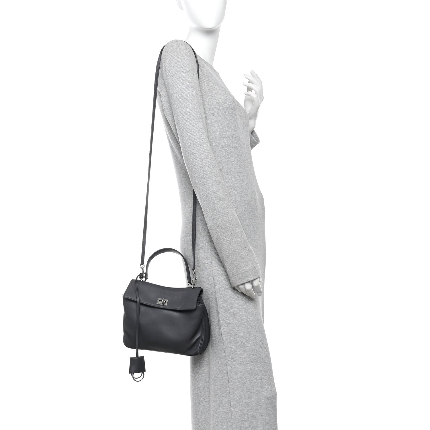 Balenciaga Natural Smooth Calfskin Mini Rodeo Top Handle Handbag Grey 2 of 9