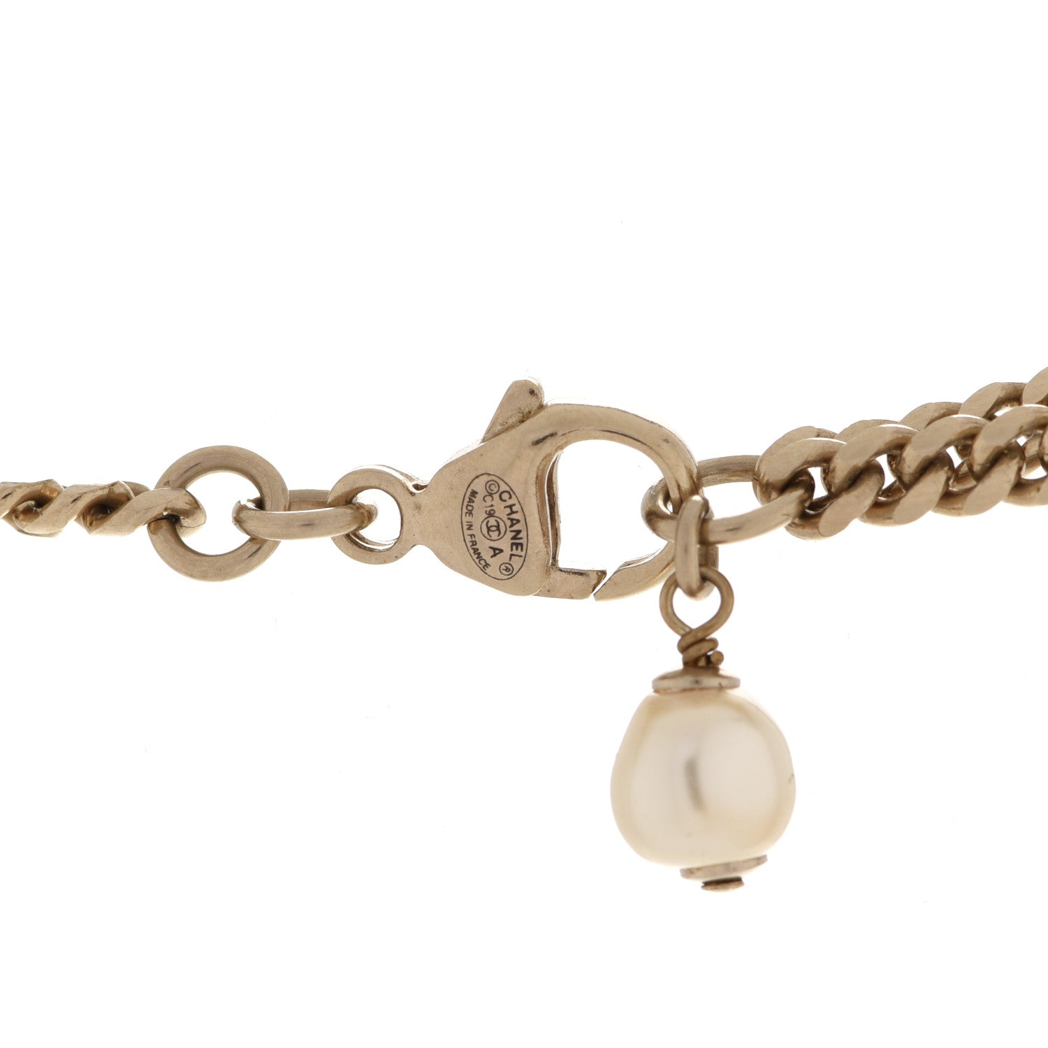 Chanel Pearl Crystal Chain CC Multi Strand Necklace Gold 5 of 6