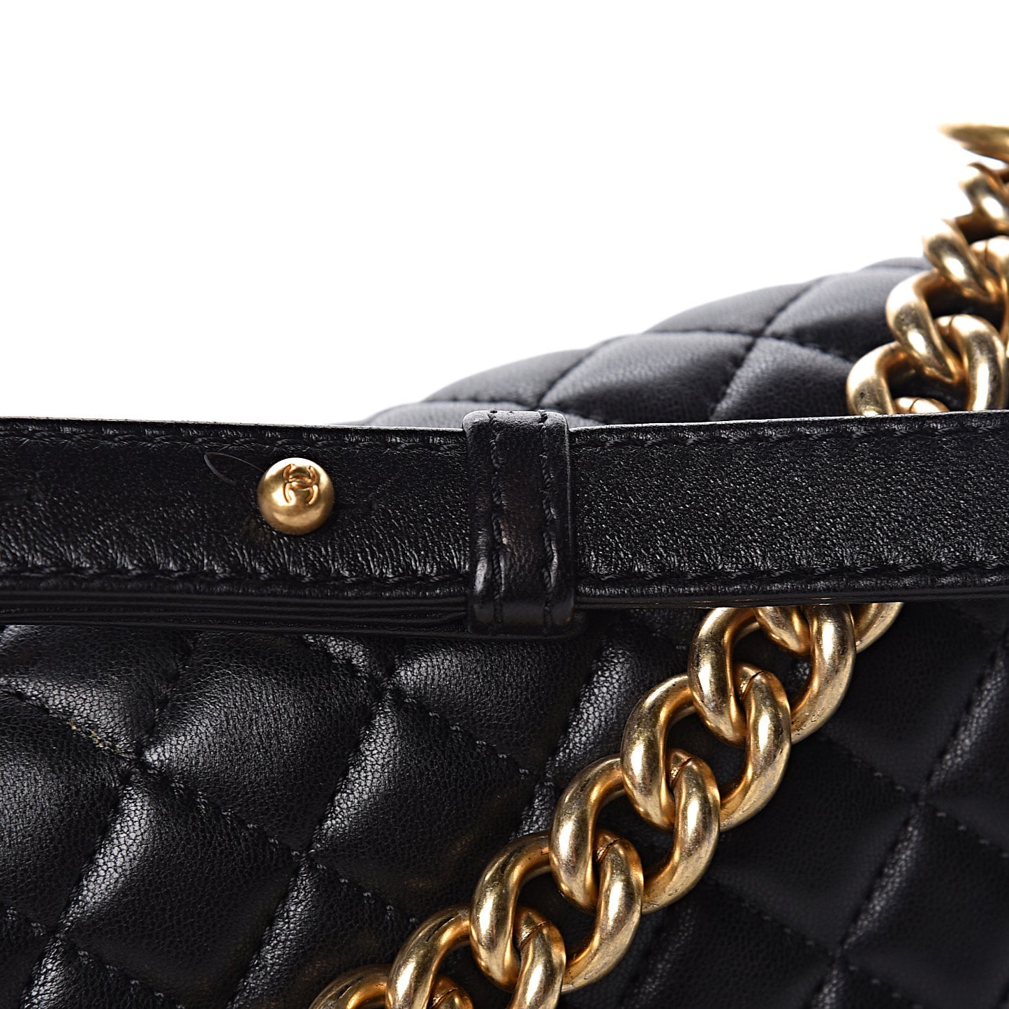 Lambskin Quilted Large Boy Flap Black