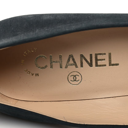 Chanel Wax Suede Wood Pumps 38 Black Brown 8 of 9