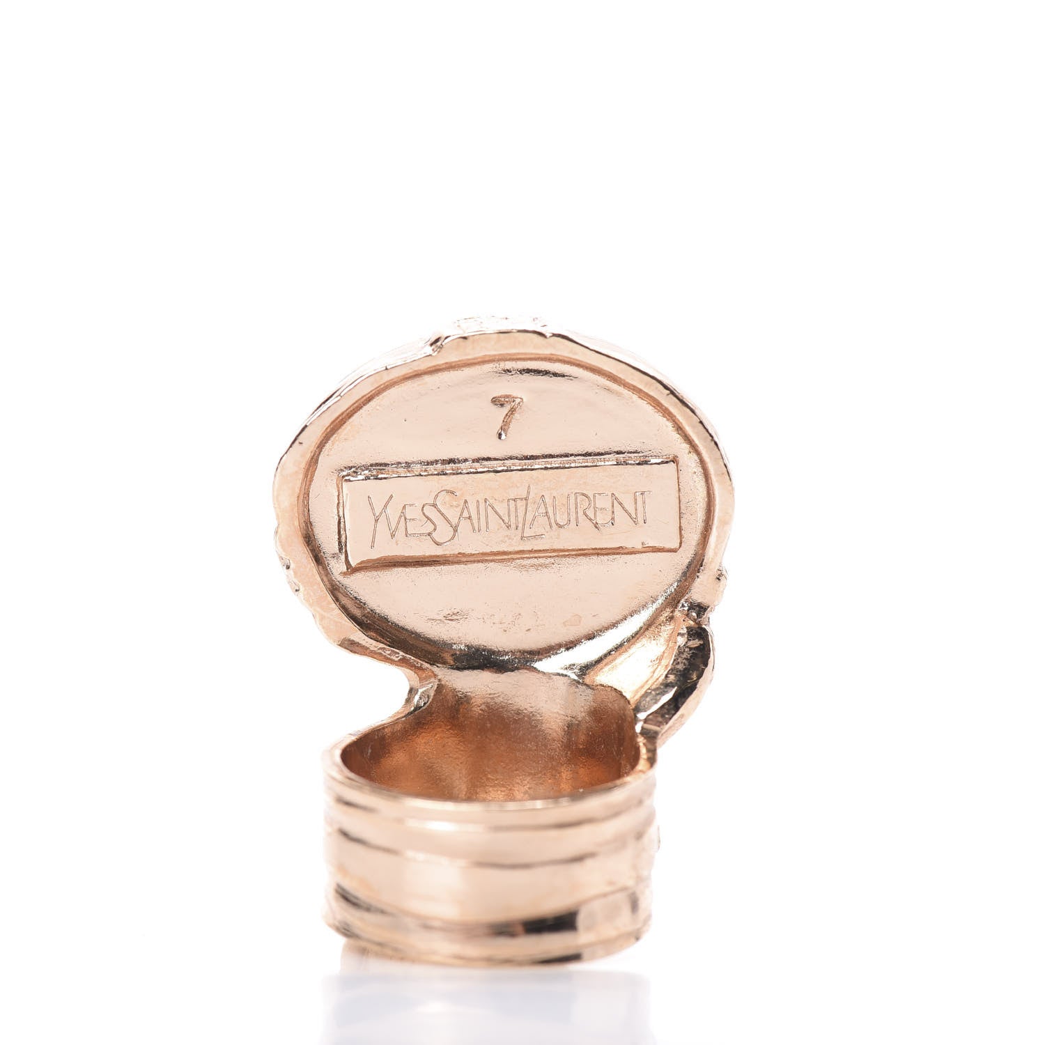 Saint Laurent Glass Cabochon Arty Ovale Ring 7 Rose Gold Lapis 4 of 5